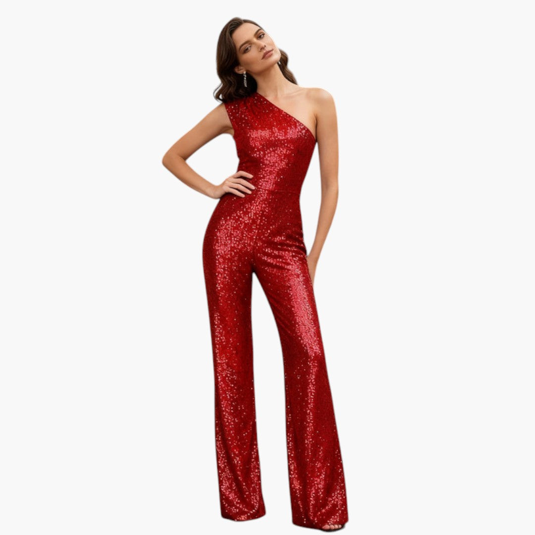 One-shoulder jumpsuit for women with wide legs