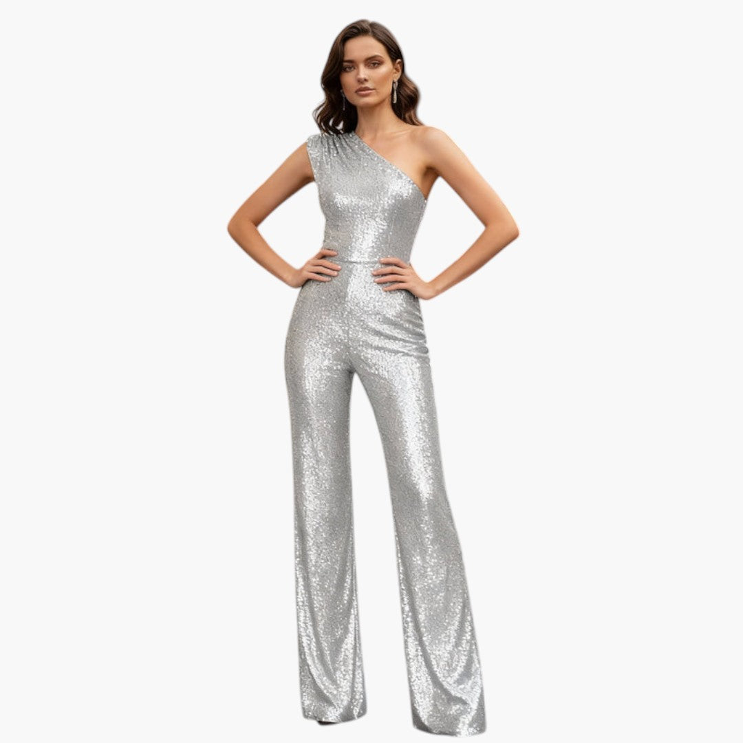 One-shoulder jumpsuit for women with wide legs