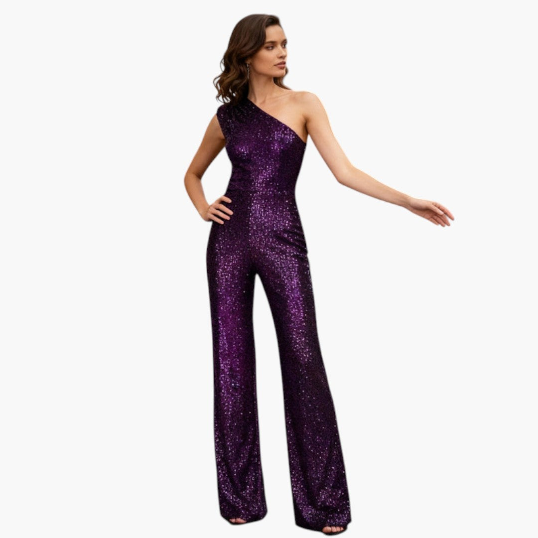 One-shoulder jumpsuit for women with wide legs