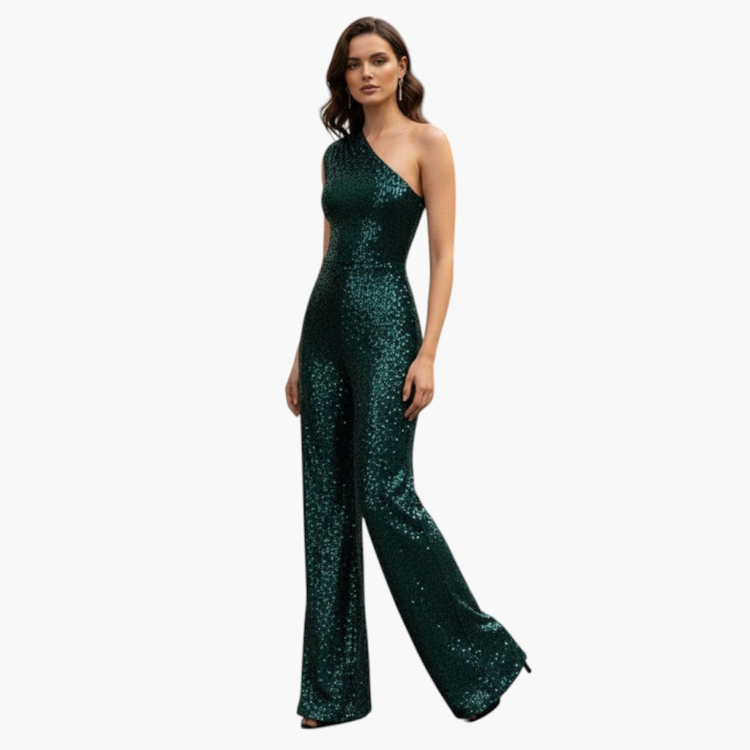 One-shoulder jumpsuit for women with wide legs