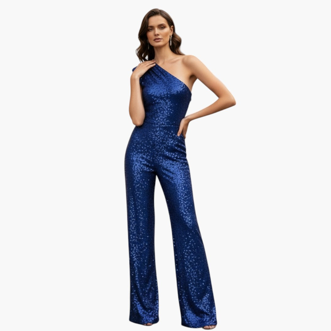 One-shoulder jumpsuit for women with wide legs