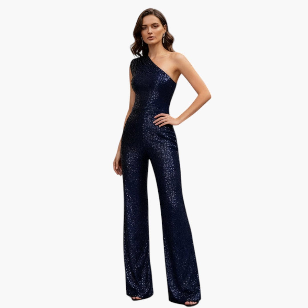One-shoulder jumpsuit for women with wide legs