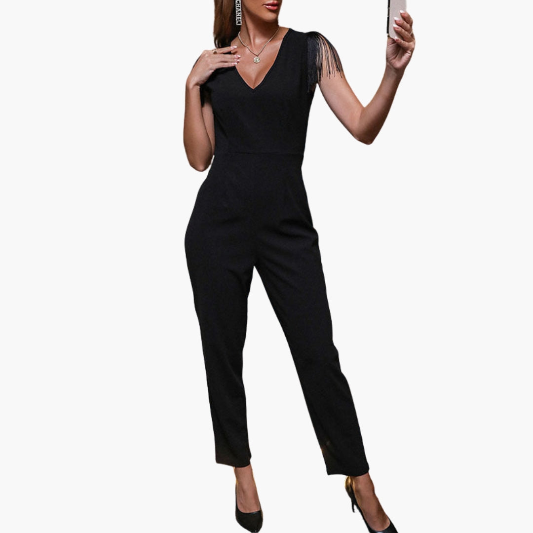 Combinaison femme avec franges et col en V