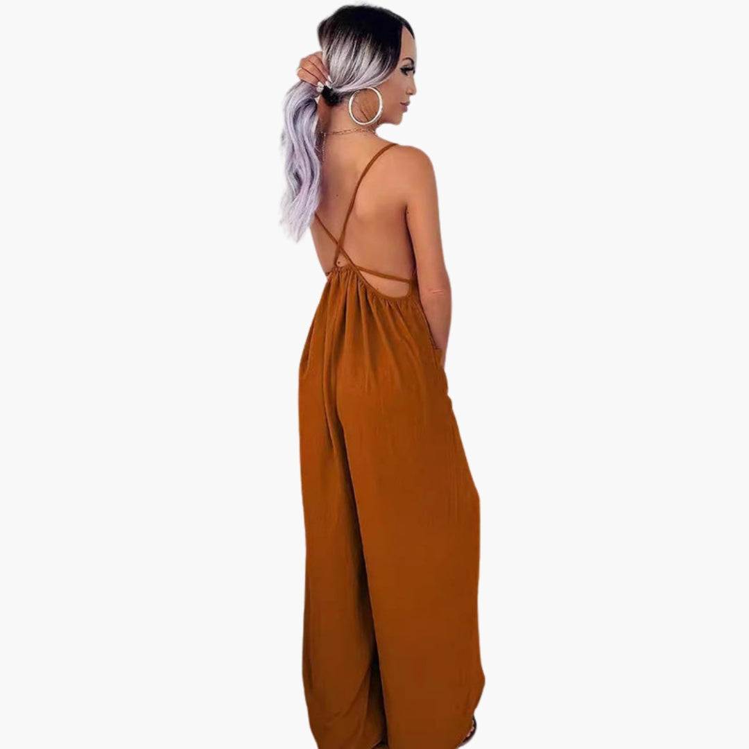Combinaison femme avec taille à cordon de serrage et poches