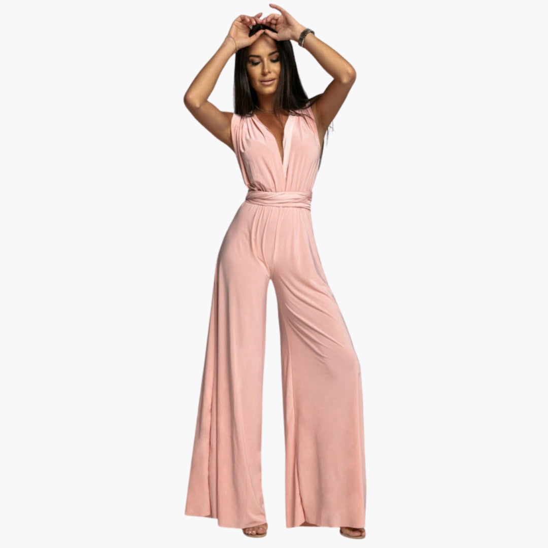 Women's sleeveless jumpsuit with V-neck