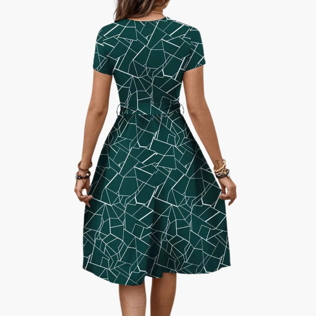 Combinaison femme manches courtes avec motif géométrique