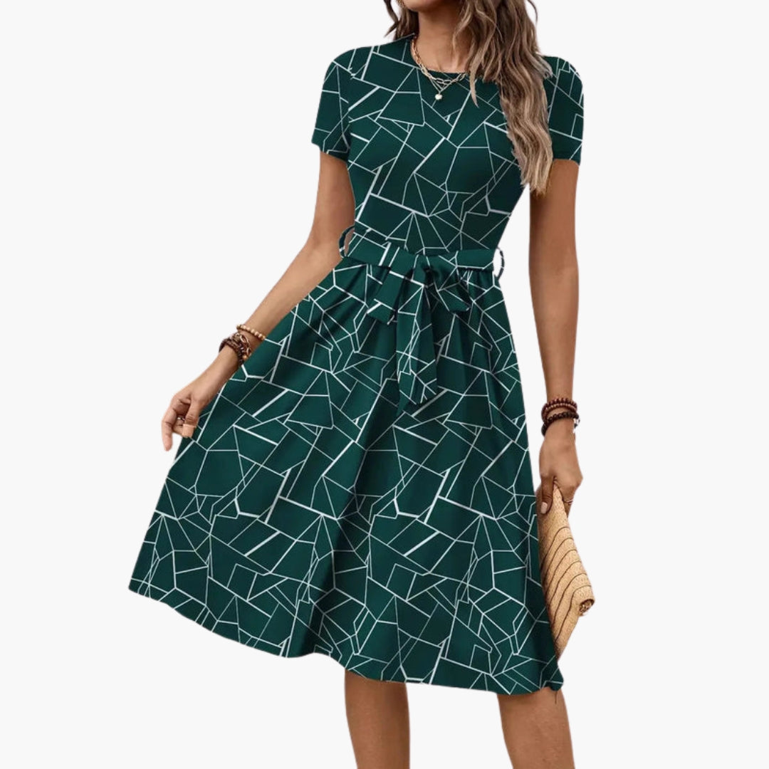 Combinaison femme manches courtes avec motif géométrique