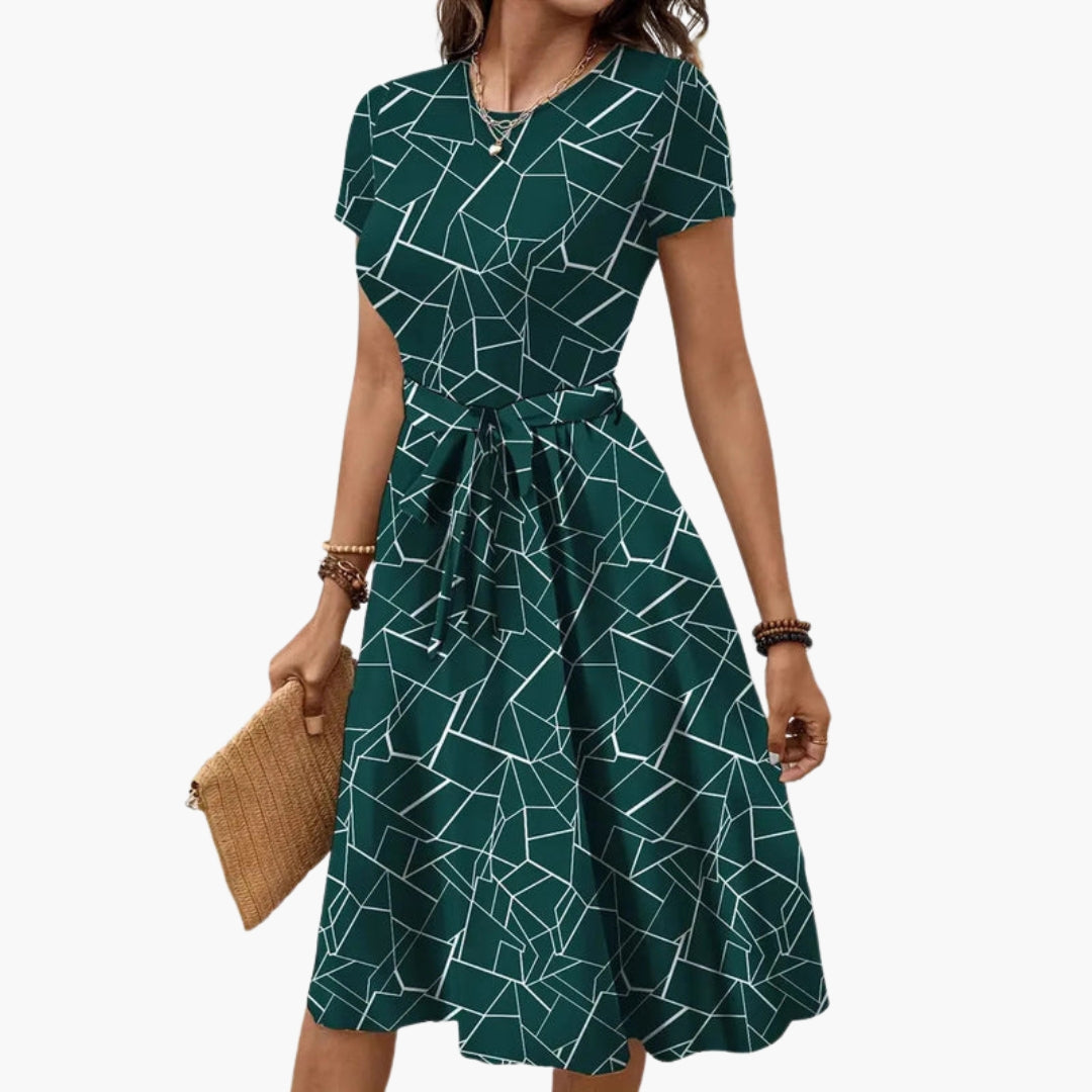 Combinaison femme manches courtes avec motif géométrique
