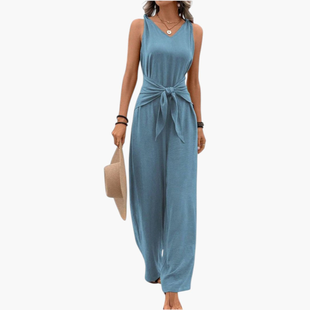 Damen-Overall mit Frontknoten und weitem Hosenbein