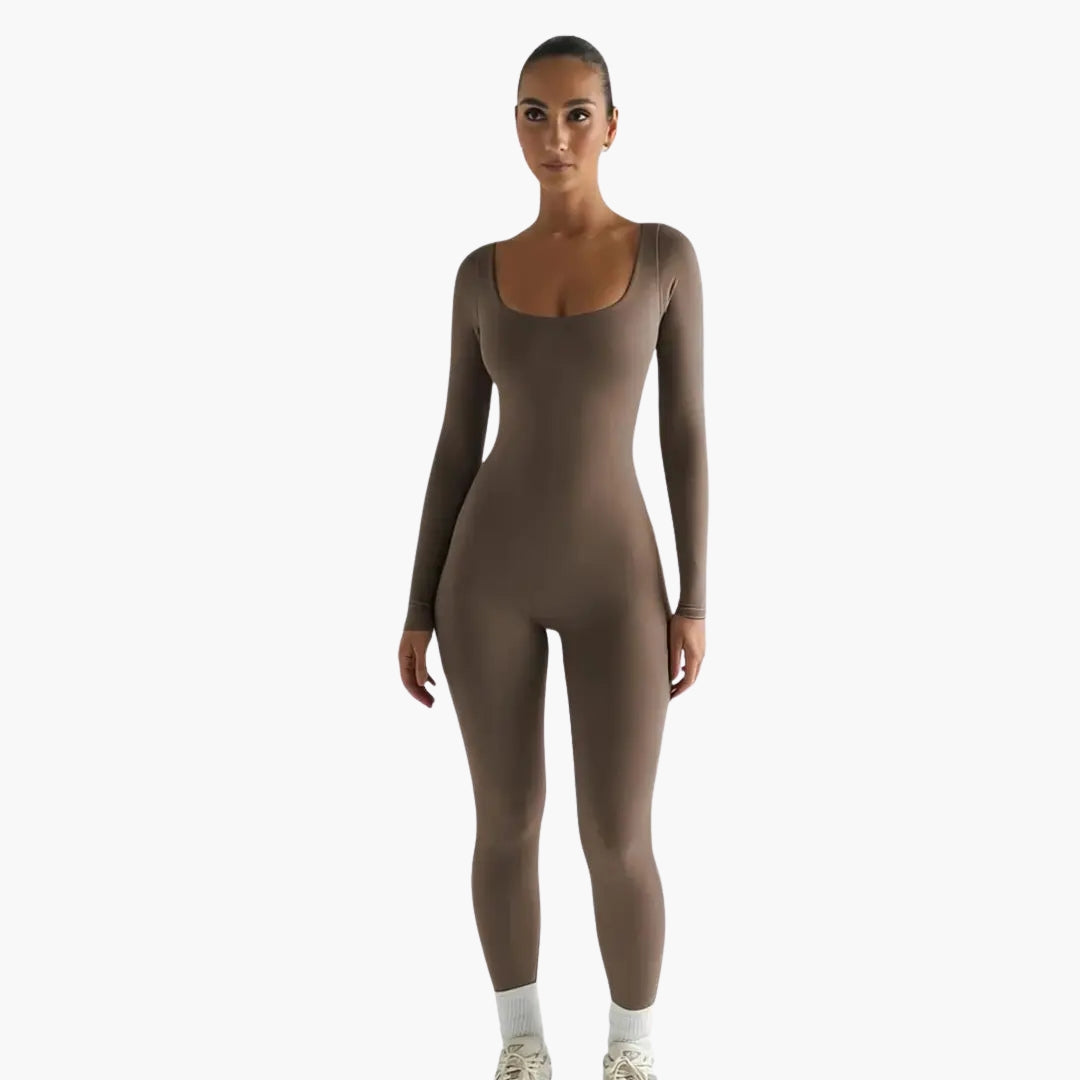Women's seamless jumpsuit with square neckline