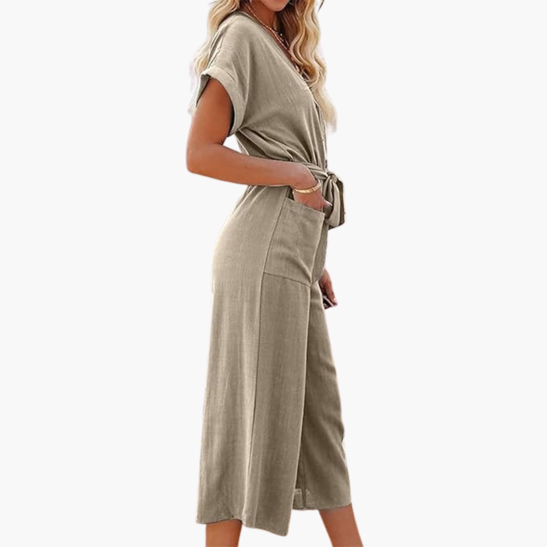 Combinaison pour femmes avec col V et poches latérales