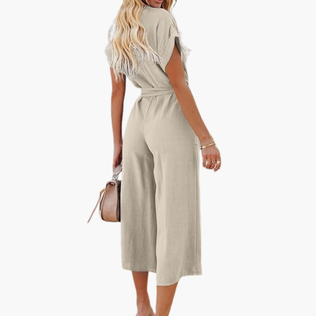 Combinaison pour femmes avec col V et poches latérales