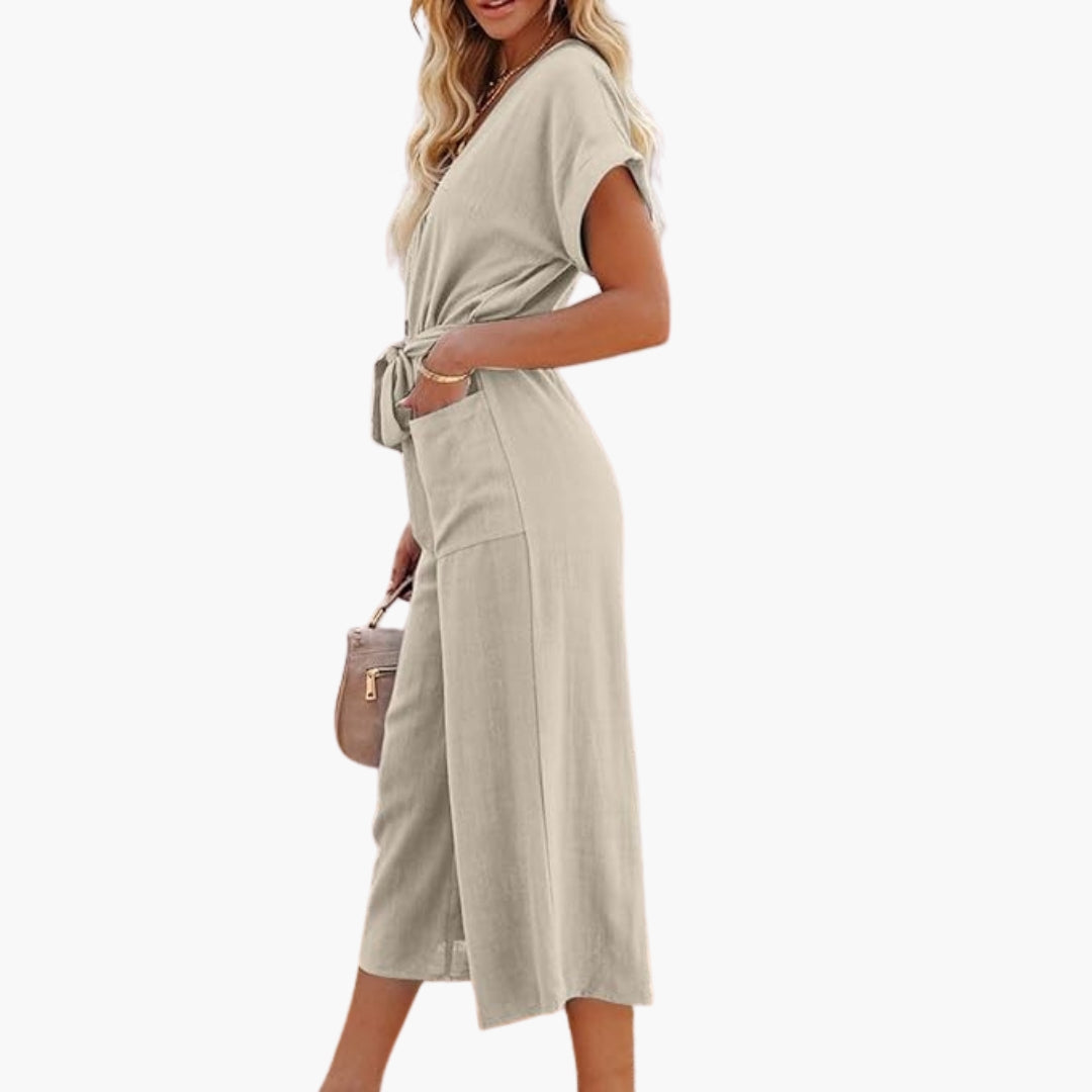 Combinaison pour femmes avec col V et poches latérales