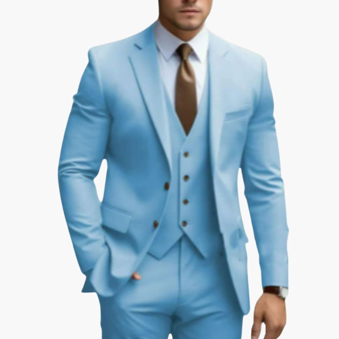 Costume Trois Pièces Homme avec Col à Revers
