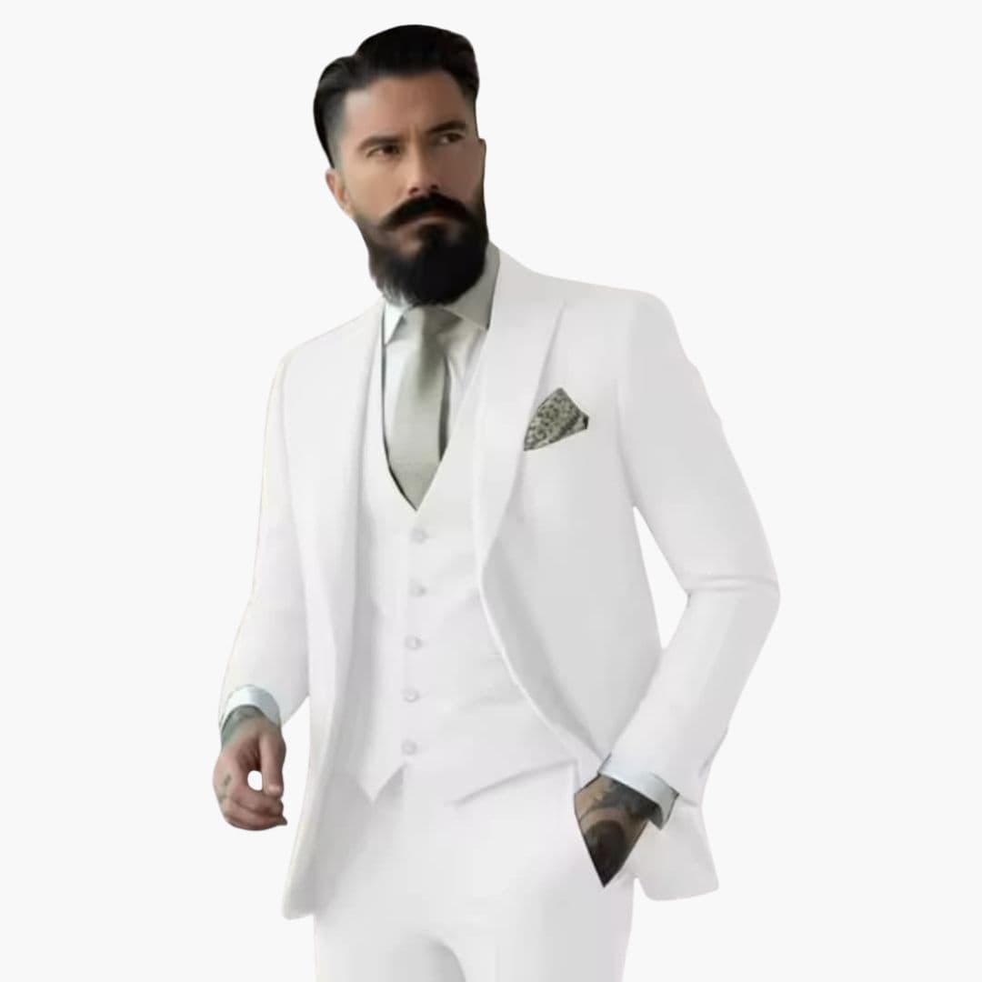 Costume homme trois pièces avec veste à col à revers