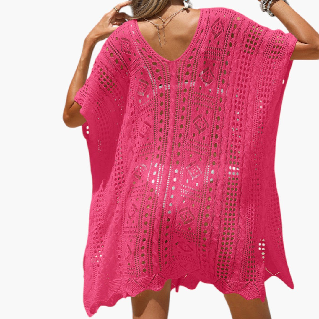 Couverture de plage femme a col en V et manches courtes