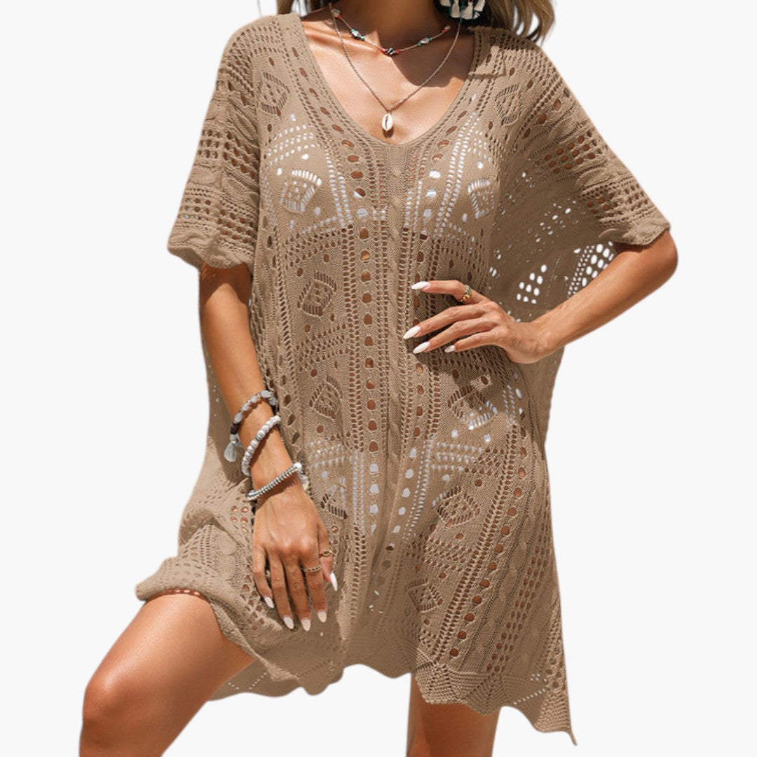 Couverture de plage femme a col en V et manches courtes