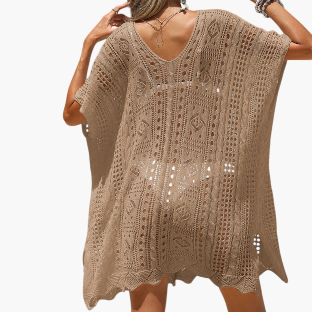 Couverture de plage femme a col en V et manches courtes
