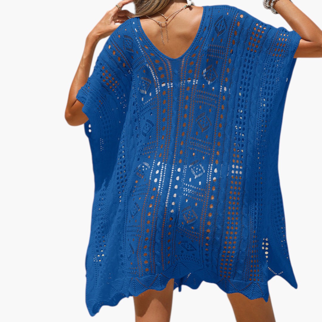 Couverture de plage femme a col en V et manches courtes