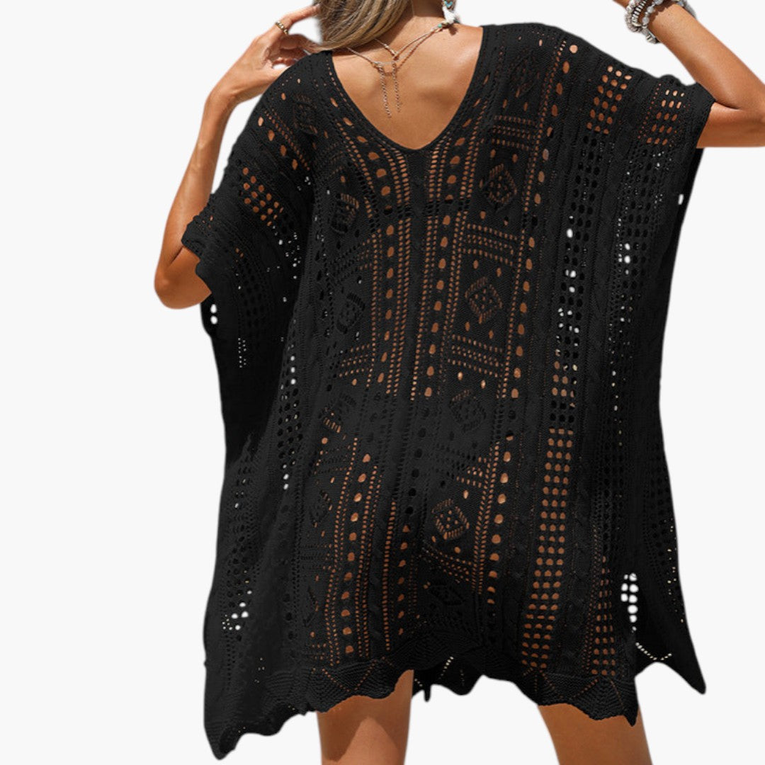 Couverture de plage femme a col en V et manches courtes