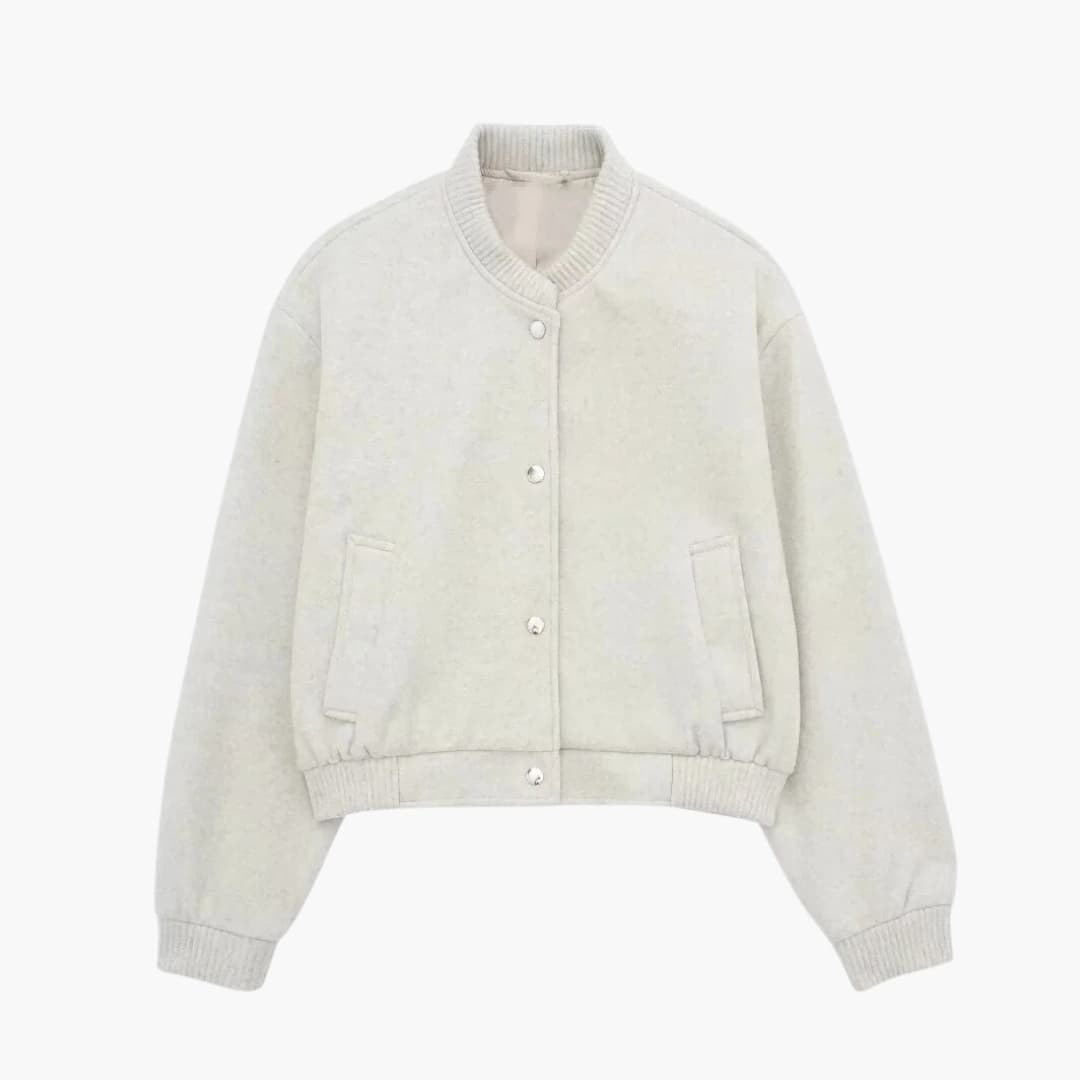 Dame Bomber Court med knäppning och sidofickor