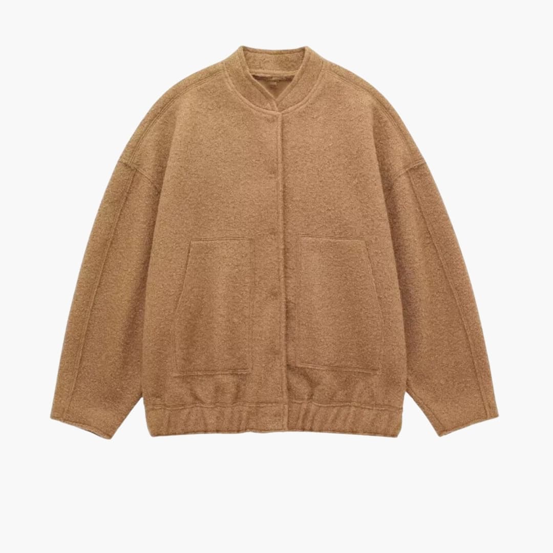 Dames Bomber Oversize met Voorzakken en Verborgen Sluiting