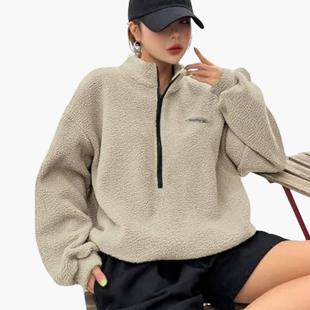 Dame Pull Polaire avec Demi Fermeture et Col Montant