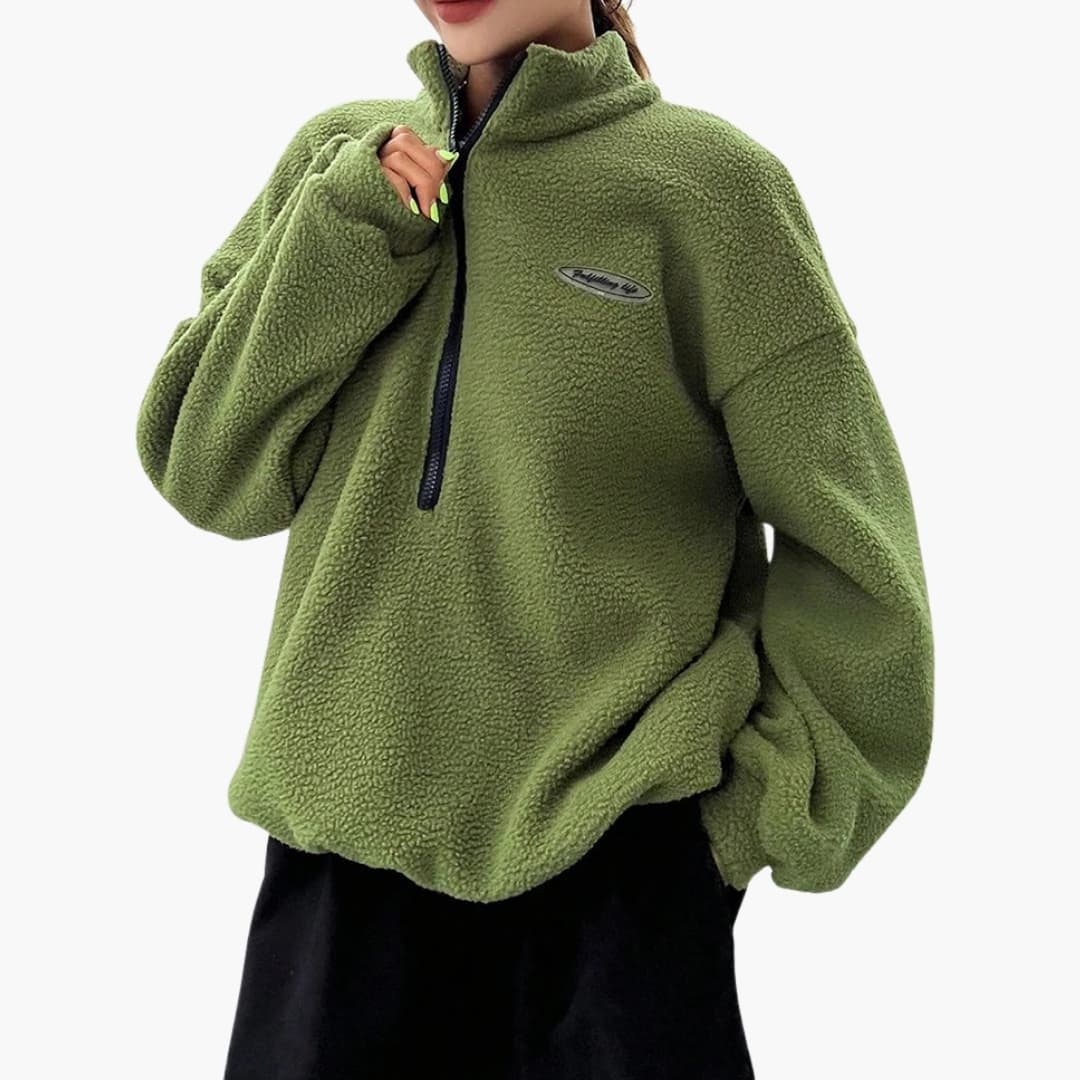 Dame Pull Polaire avec Demi Fermeture et Col Montant