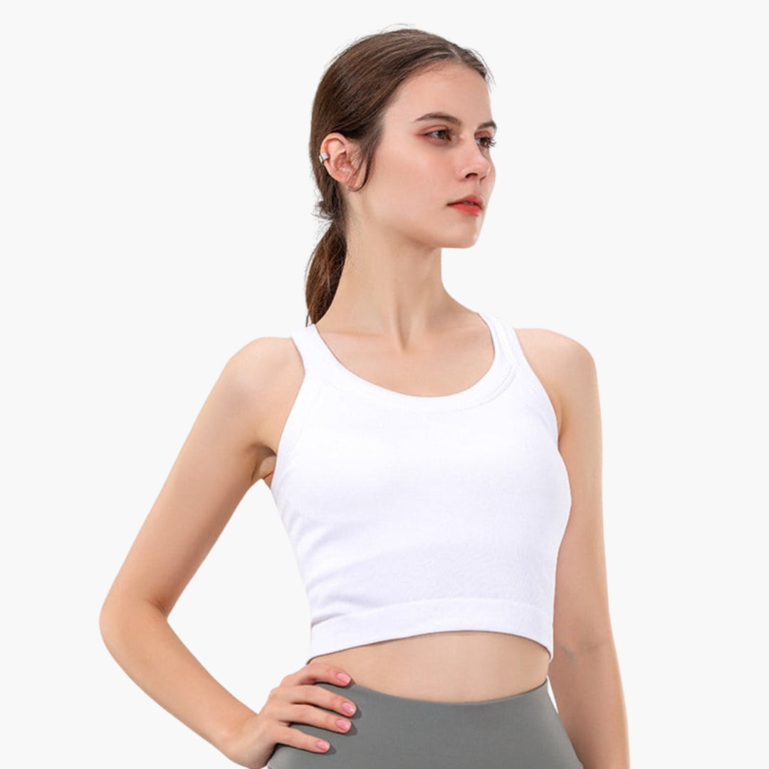 Eng anliegendes ärmelloses Sport-Top für Damen mit gerippter Oberfläche