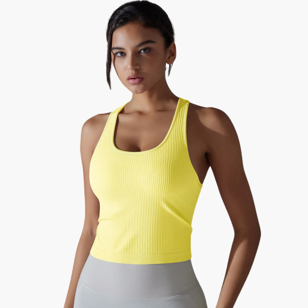 Débardeur de sport femme à surface côtelée sans manches