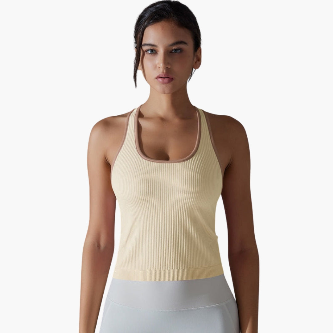 Débardeur de sport femme à surface côtelée sans manches