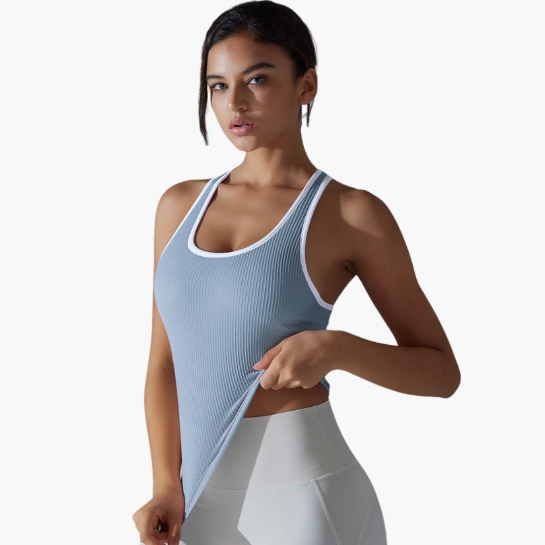 Débardeur de sport femme à surface côtelée sans manches