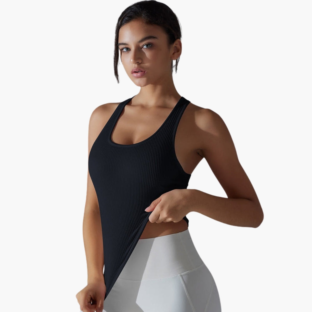 Débardeur de sport femme à surface côtelée sans manches
