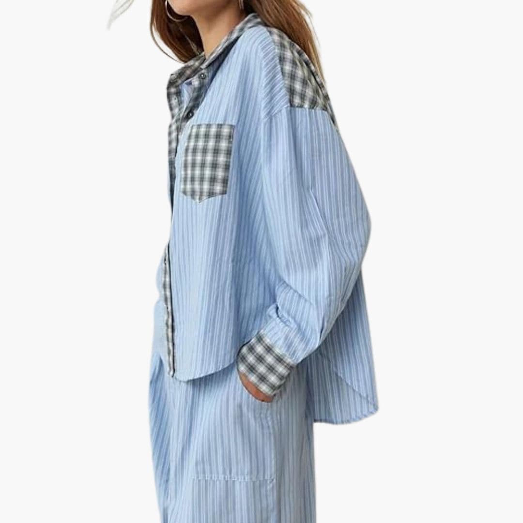 Damen Zweiteiliges Pyjama-Set mit Tasche und Muster