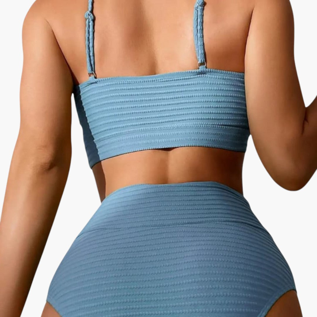 Women's two-piece swimsuit set with high-waisted bottoms