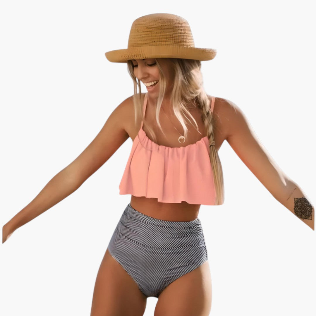 Ensemble bikini femme avec haut à volants