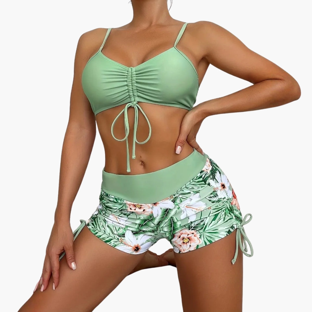 Ensemble bikini femme avec haut froncé