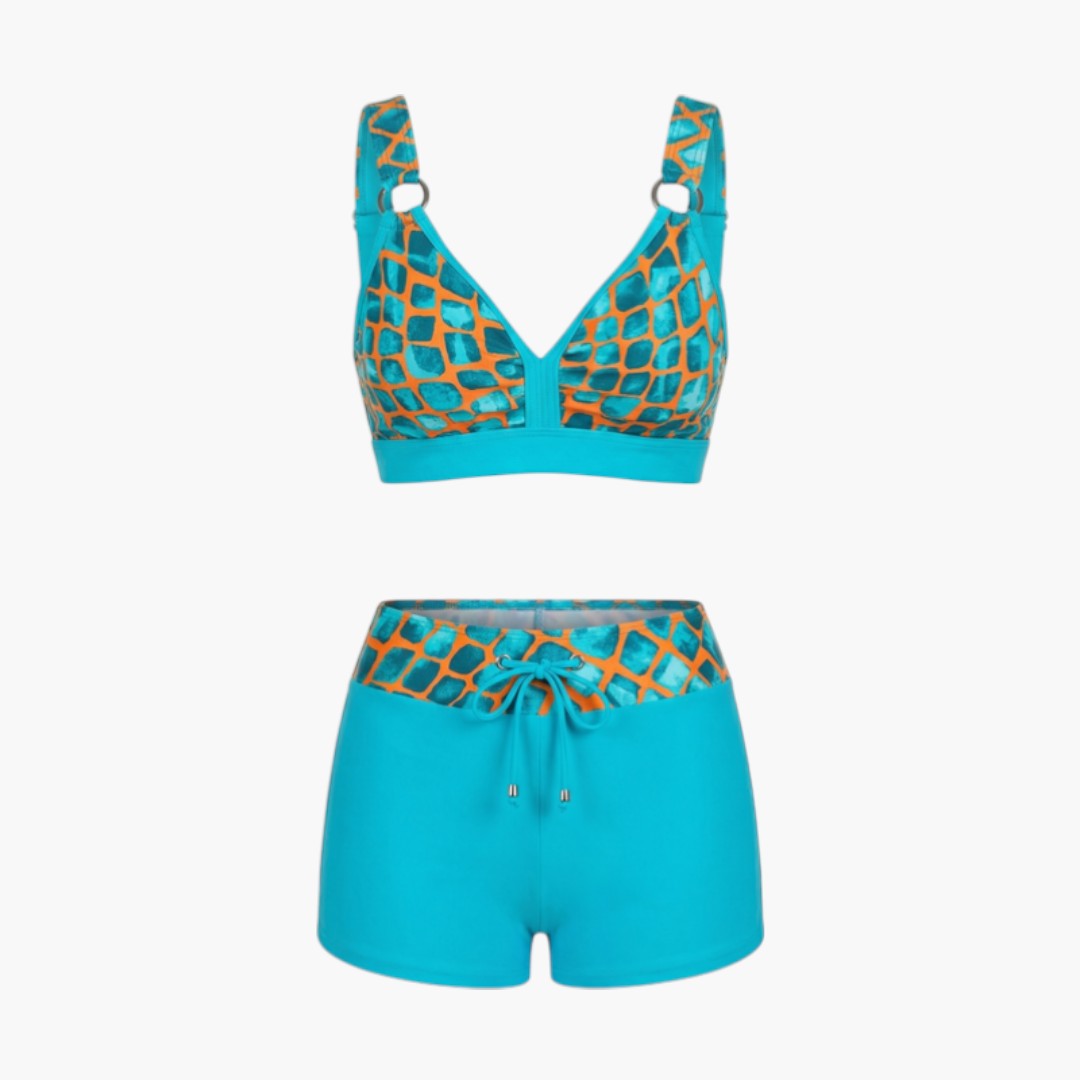 Conjunto de biquíni feminino com cintura elástica