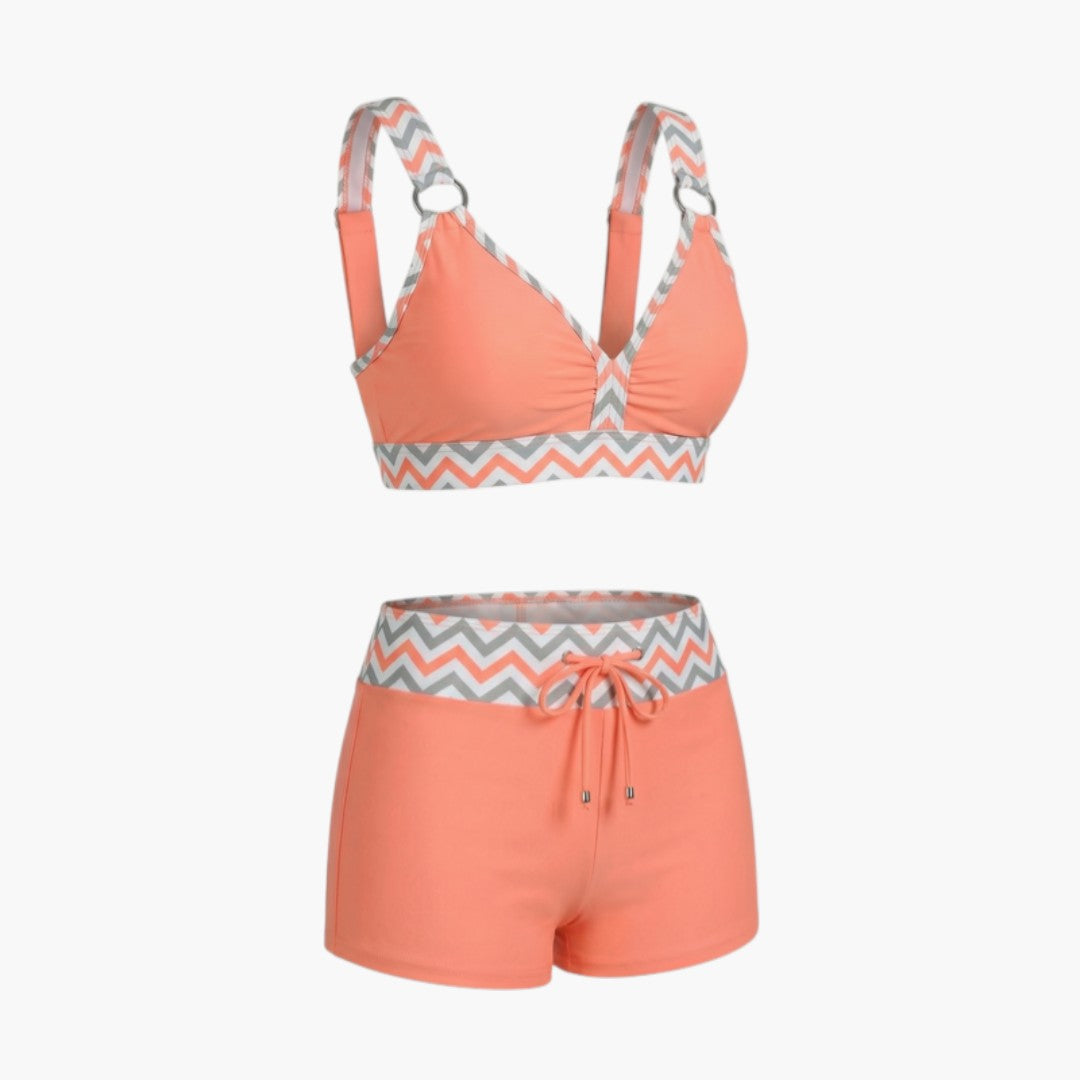Conjunto de biquíni feminino com cintura elástica
