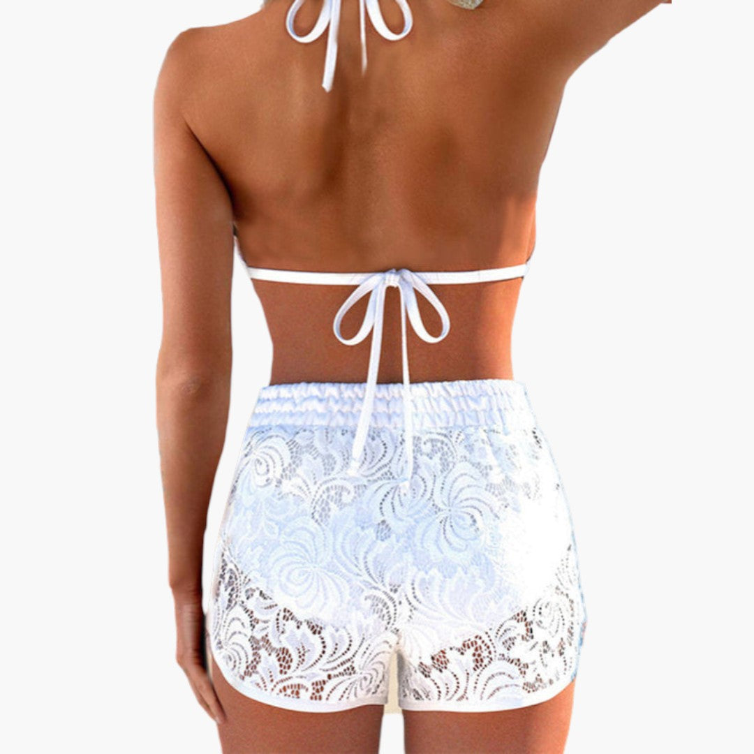 Ensemble bikini femmes a short en dentelle