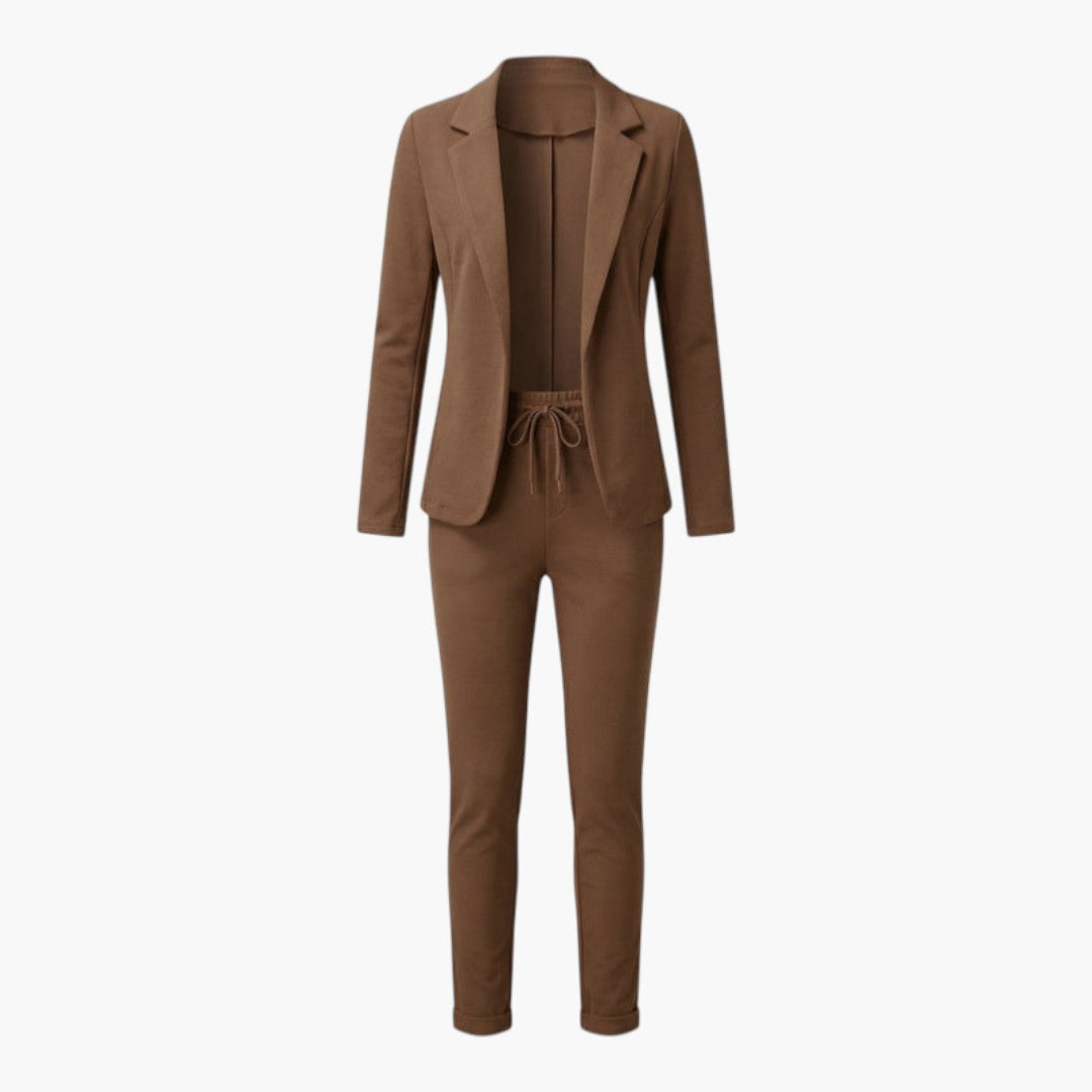 Completo giacca e pantaloni donna con vita a coulisse