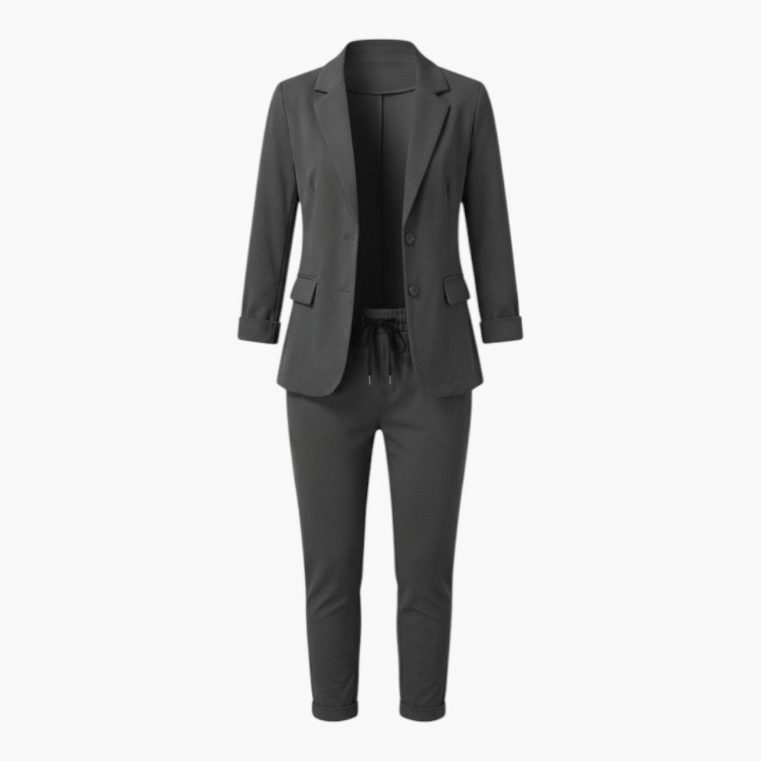 Completo giacca e pantaloni donna con vita a coulisse