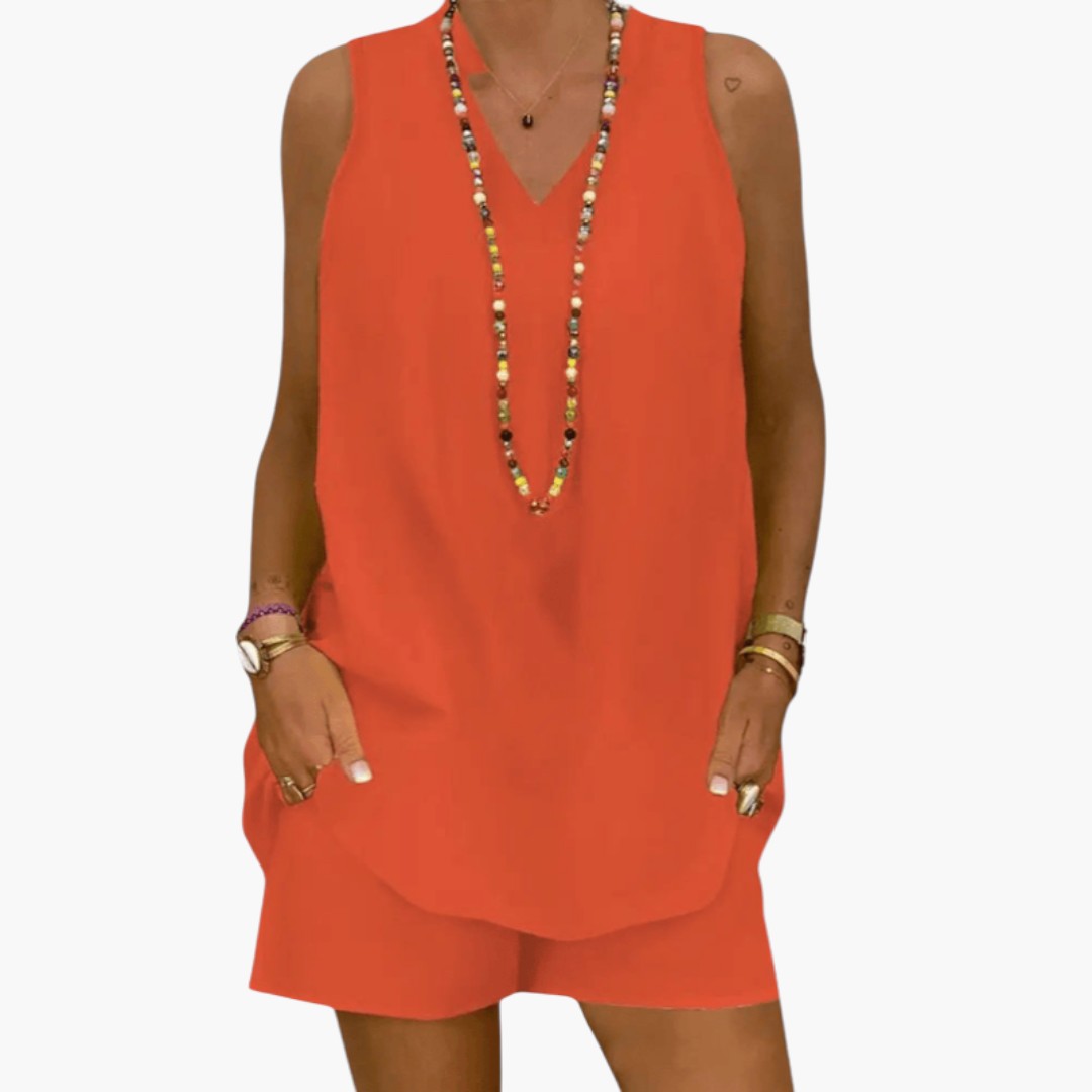 Completo estivo donna con tunica senza maniche e pantaloncini