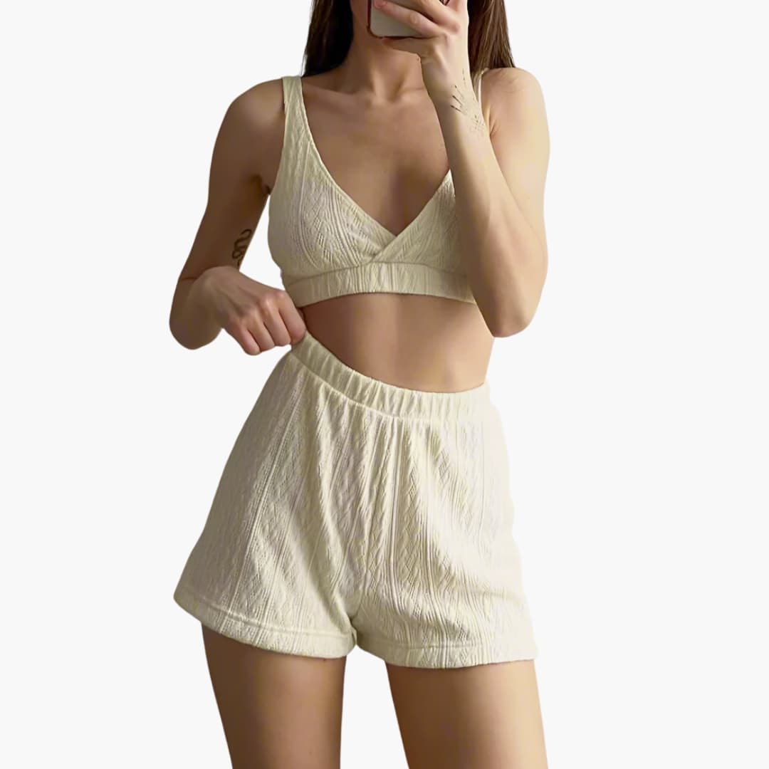 Conjunto de interior 3 peças para mulher com top e calções