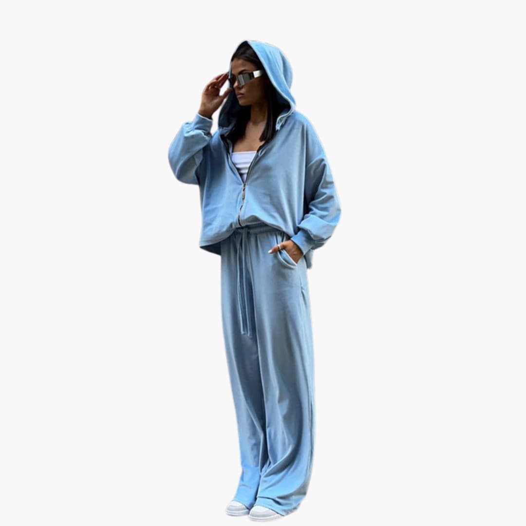 Ensemble de jogging femme avec veste zippée à capuche et pantalon large