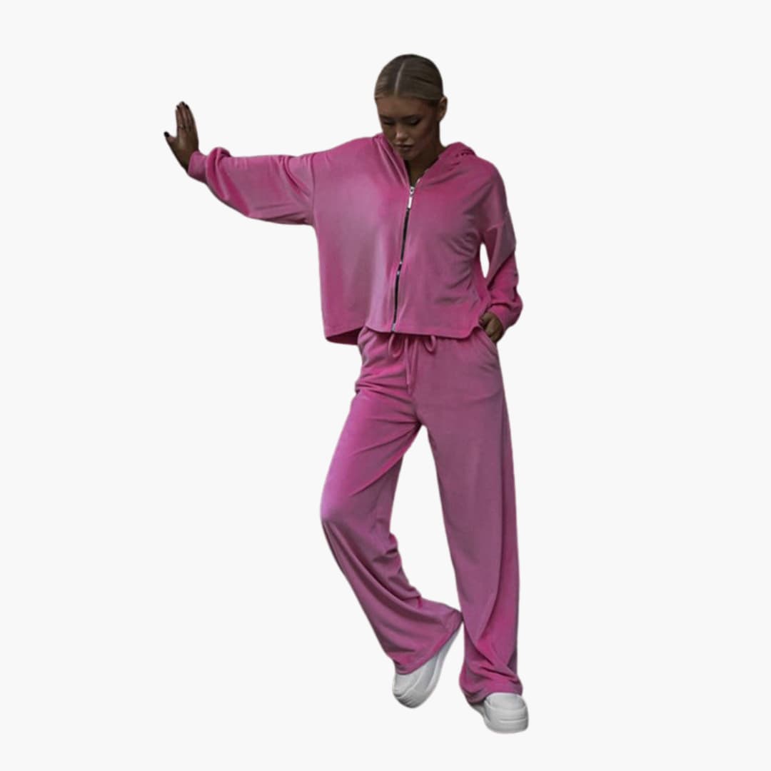 Ensemble de jogging femme avec veste zippée à capuche et pantalon large