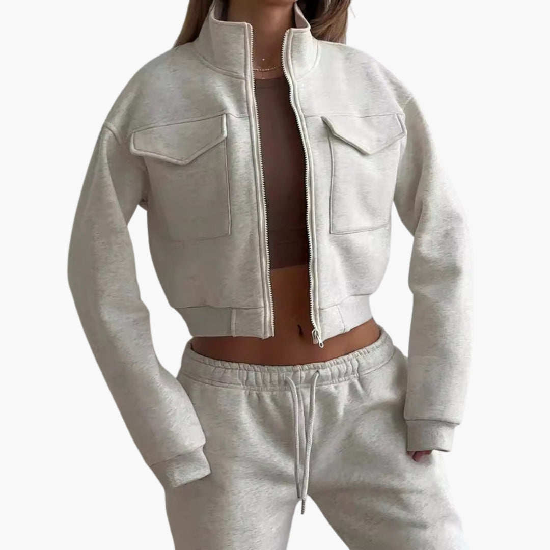 Ensemble détente femme avec haut zippé et pantalon large