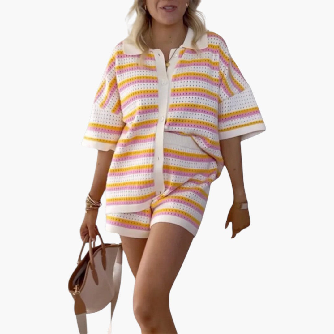 To-delt hæklet sæt til kvinder med shorts