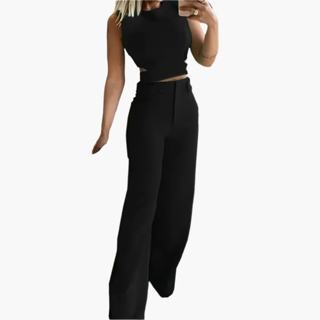 Ensemble deux pièces femme avec pantalon large