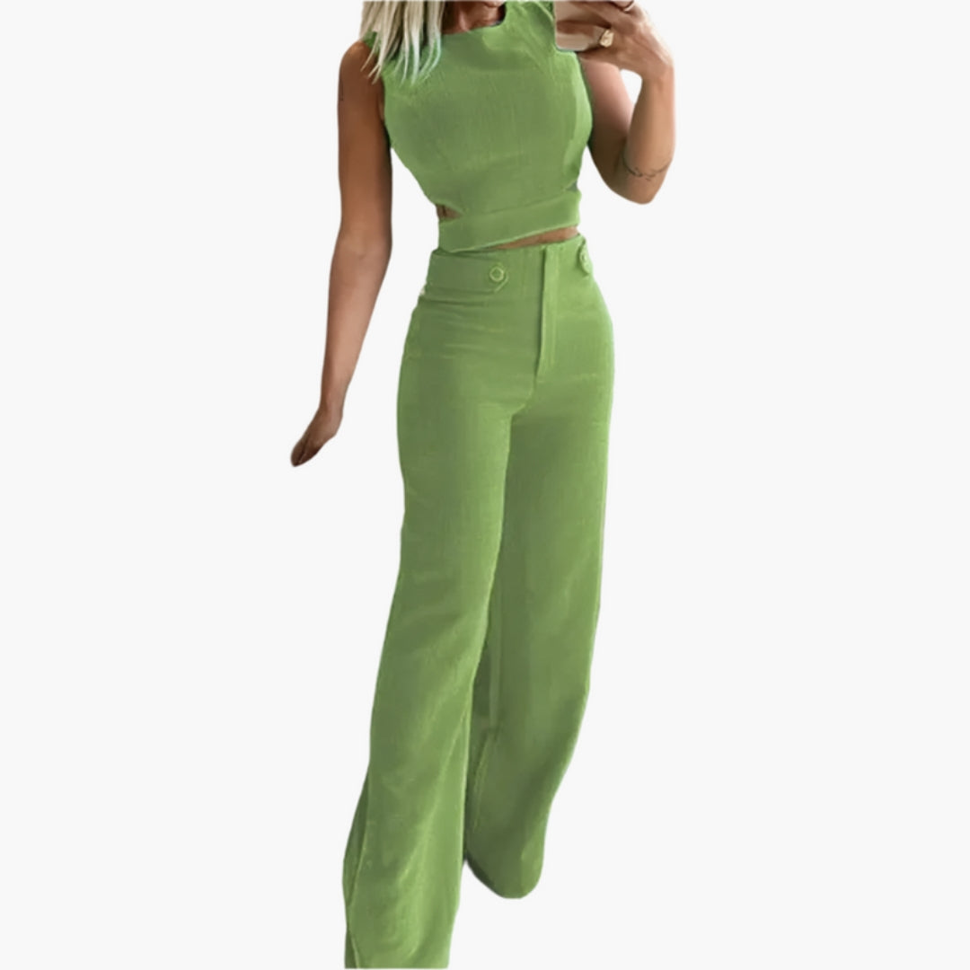 Ensemble deux pièces femme avec pantalon large